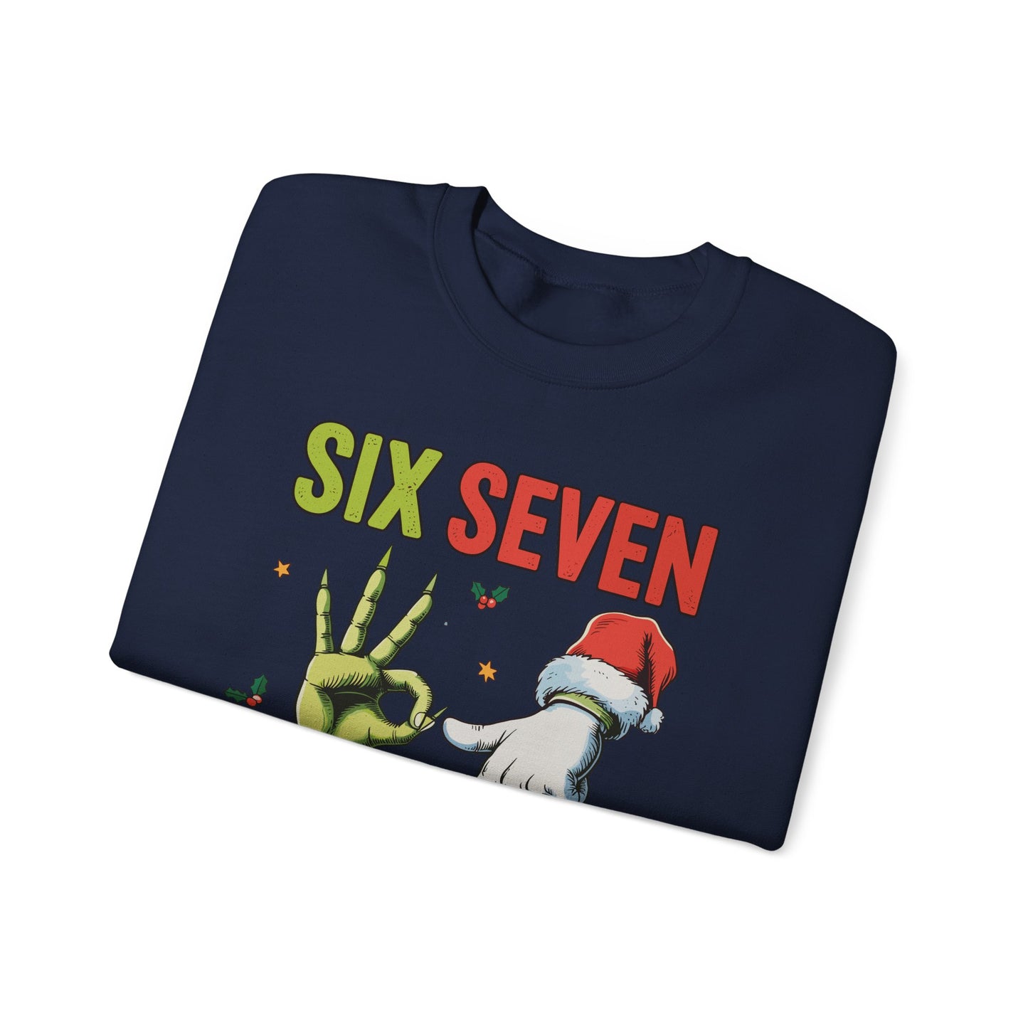 Funny Six Seven Christmas Sweatshirt | Santa Hands Holiday Crewneck | Cozy Pink Christmas Sweater for Men Women | Festive Holiday Gift