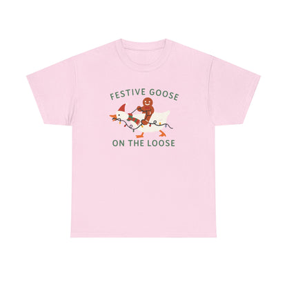 Festive Goose on the Loose Shirt, Funny Christmas Gingerbread Tee,  Holiday Comfort Colors T-Shirt, Cute Xmas Gift for Her and Him