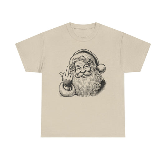 Funny Santa Heavy Cotton Tee, Christmas T-Shirt, Holiday Humor Top, Grumpy Santa Gift, Unisex Graphic Tee - Festive Santa Shirt, Christmas