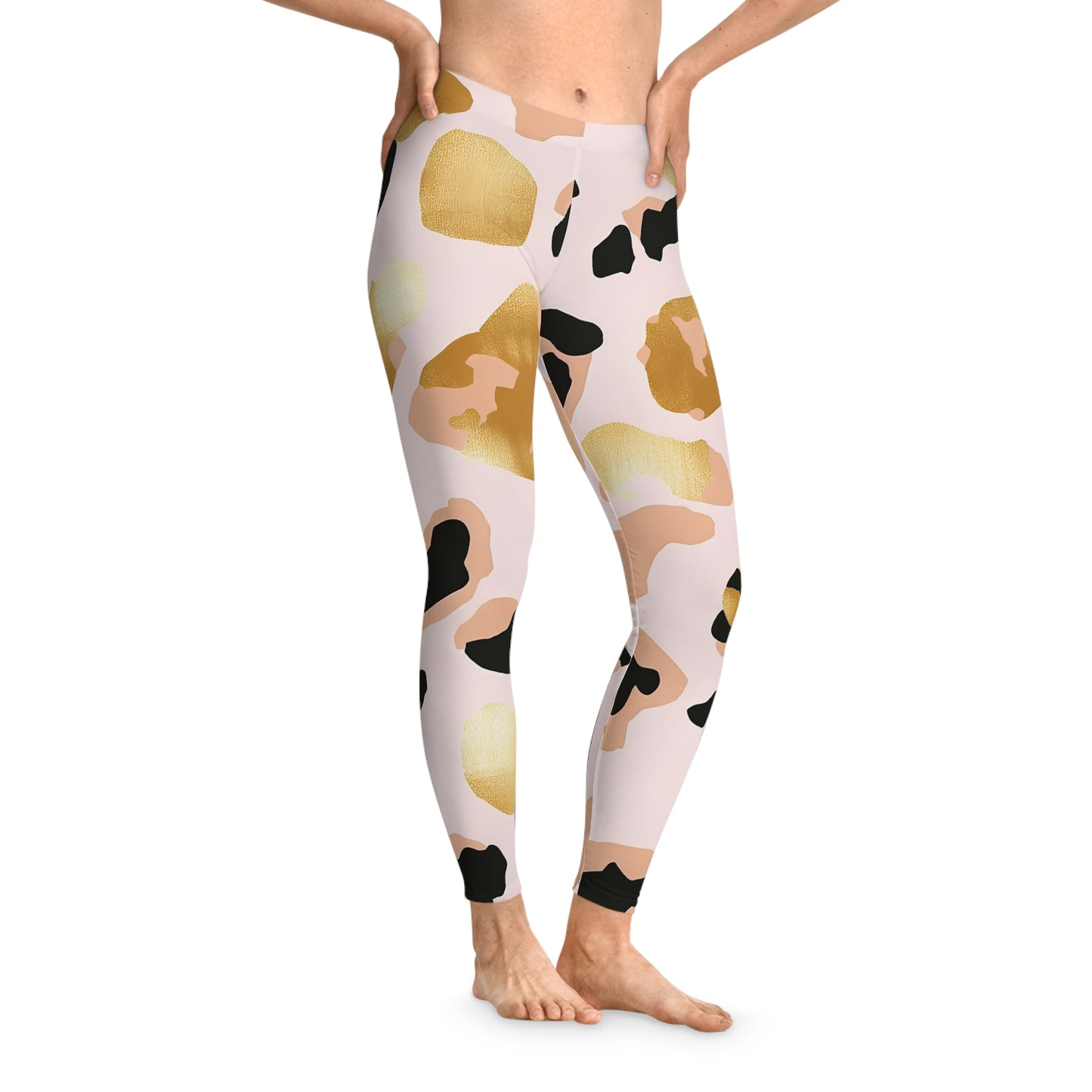 Chic Stretchy Leggings, Pink Gold Cheetah Print, Fashionable Activewear, Gym Leggings, Stylish Loungewear, Unique Gift for Her
