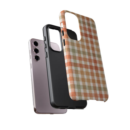 Boho Checkered Phone Case | Neutral Aesthetic Plaid Case | Retro Minimalist Check Design | iPhone Cover | Samsung Cover