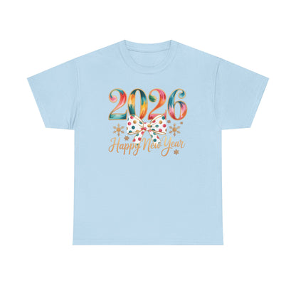 2026 Happy New Year Shirt, Colorful Bow New Year Tee, New Year Outfit, Cute NYE Party T-Shirt, 2026 Celebration Graphic Tee, New Year Gift