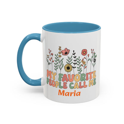 Personalized Floral Accent Mug, My Favorite People Call Me Coffee Cup, Perfect Gift for Friends, Family, Birthdays, Home Décor