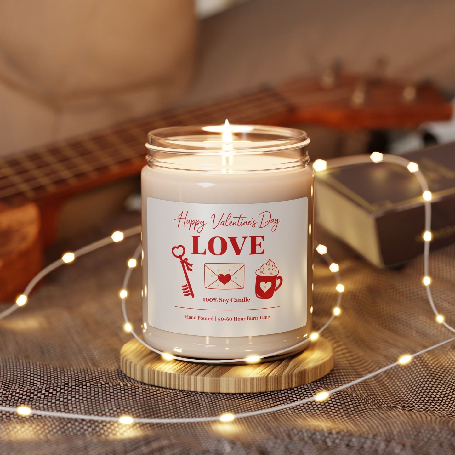Happy Valentine's Day Love Candle 9oz | Romantic Soy Candle Gift, Valentine Gift for Her Him, Anniversary Candle, Burn Time 50-60 Hours