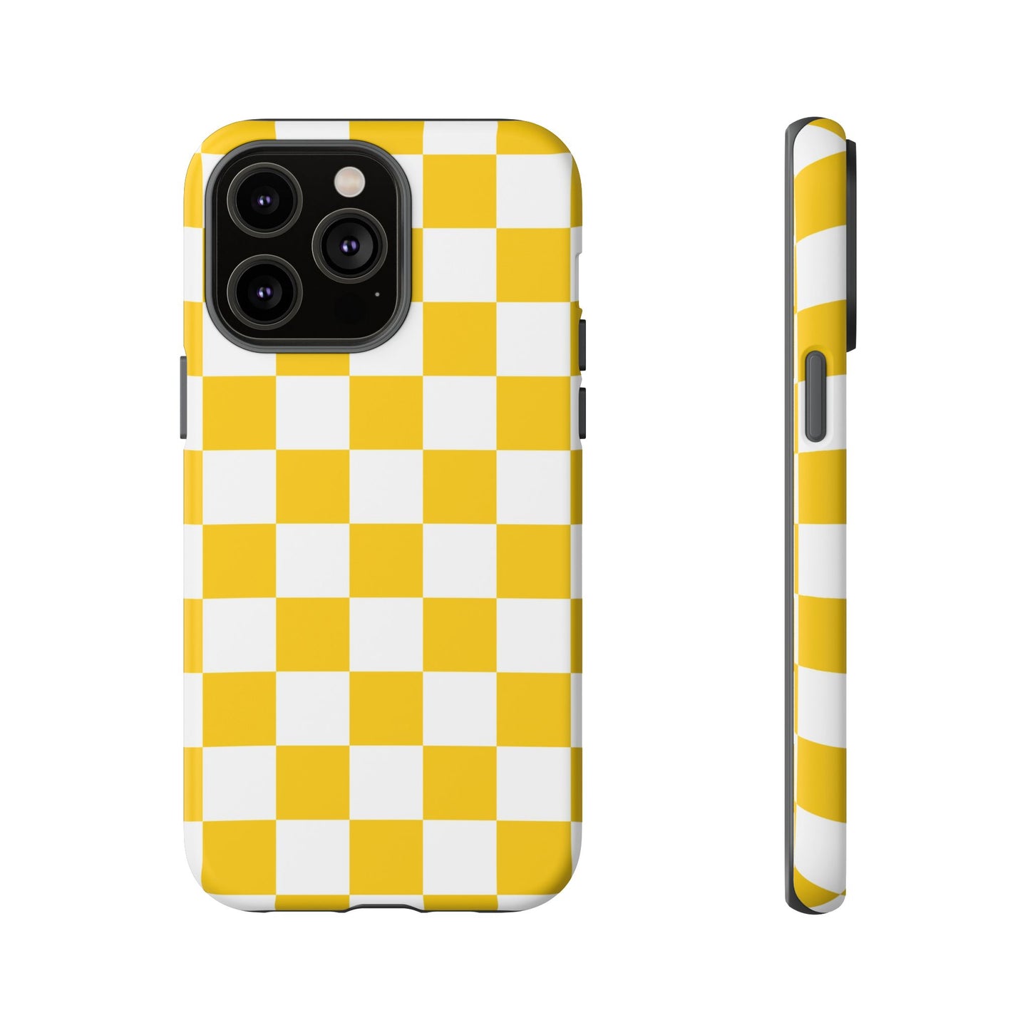 Yellow Checkered Phone Case - iPhone 17 Pro, 17, 16, 15, 14, 13, 12, 11, X, XR, XS MAX, Gift for Friends