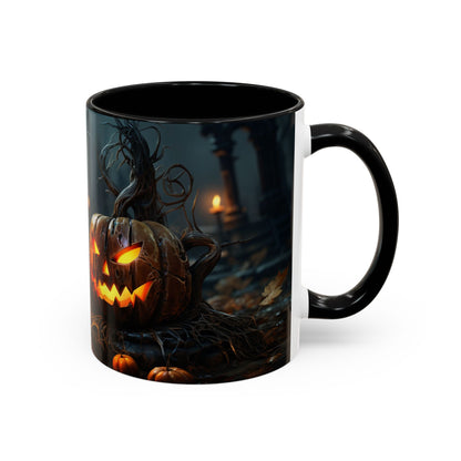 Halloween Pumpkin Accent Coffee Mug, Spooky Decor for Fall, Perfect Gift for Halloween Lovers, Seasonal Drinkware, Gift for Halloween Day