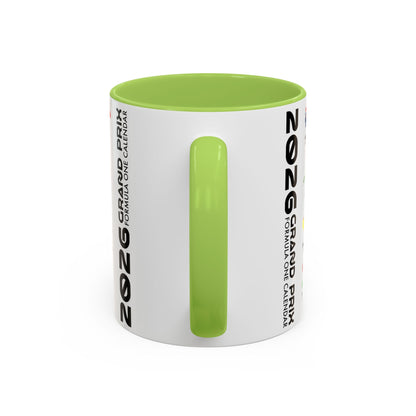 2026 Grand Prix Calendar Mug, Formula 1 Accent Coffee Mug, F1 Circuit Icons Cup, Motorsport Fan Gift, Racing Calendar Ceramic Mug