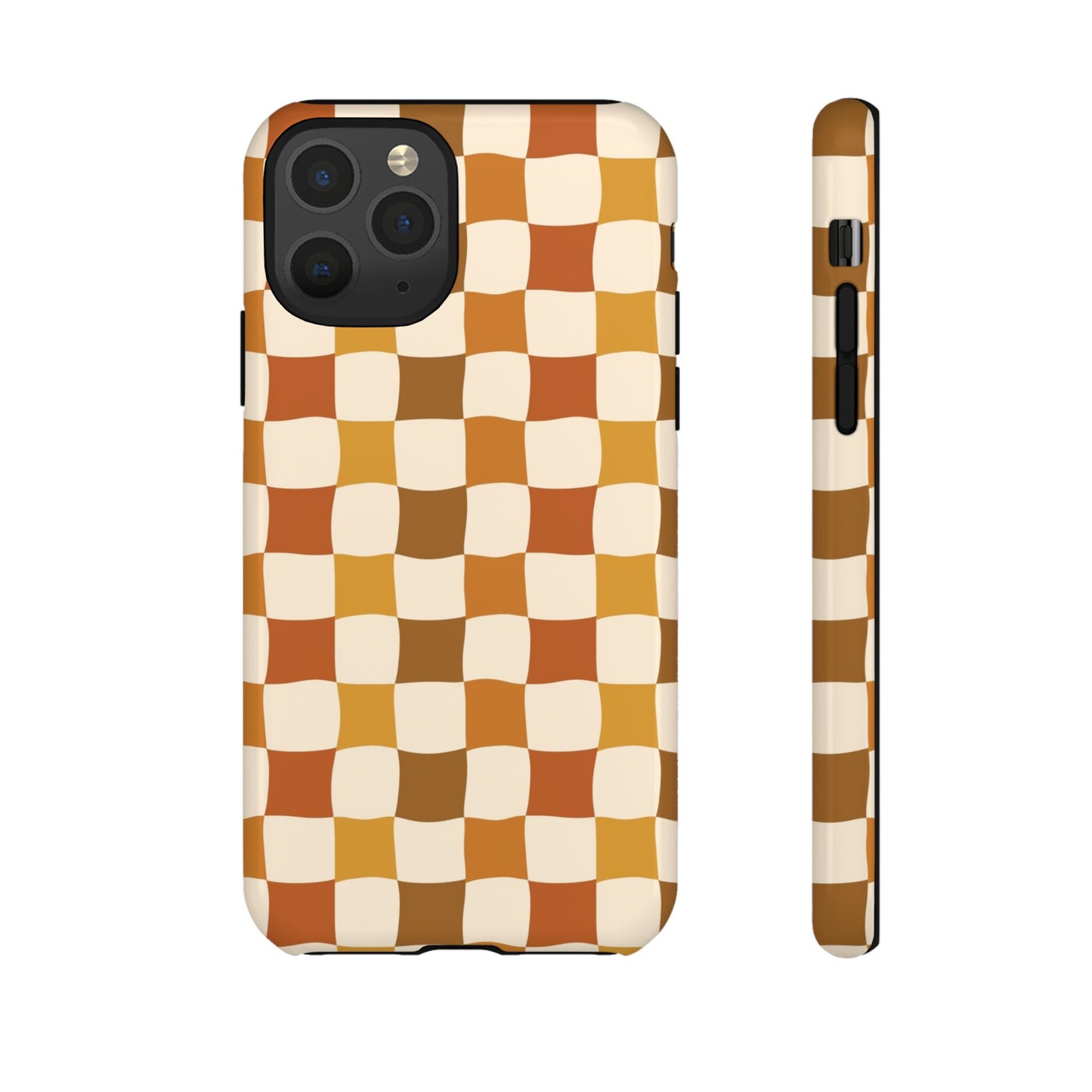 Boho Checked Phone Case, Checkerboard Design, Durable Protection, Phone Cover, Phone case For iPhone and Samsung, Trendy Phone Cover