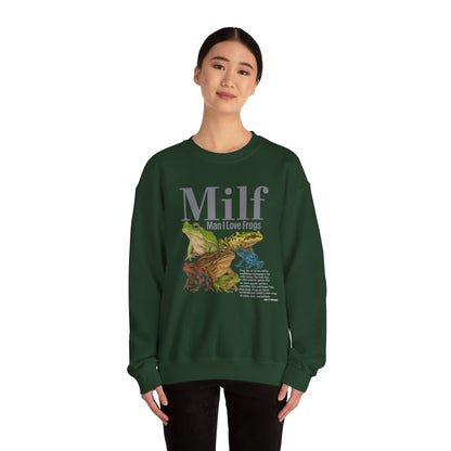 Man I Love Frogs Sweatshirt, Vintage Style Meme Frog Sweater, Funny Gen Z ''MILF'' Frog Crewneck, Inappropriate Gag Gift, Cozy Pullover