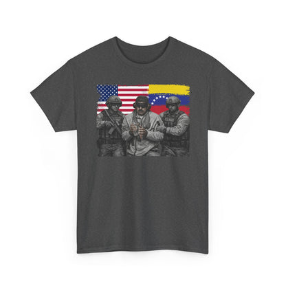 American and Venezuelan Flag Soldiers Tee, Nicolas Maduro Arrest Deportation Photo Tee T-shirt | Political Protest Graphic
