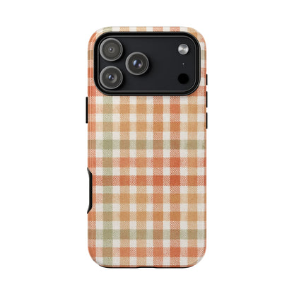 Boho Checkered Phone Case | Neutral Aesthetic Plaid Case | Retro Minimalist Check Design | iPhone Cover | Samsung Cover
