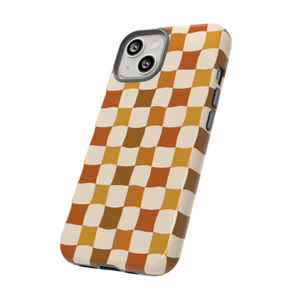 Boho Checked Phone Case, Checkerboard Design, Durable Protection, Phone Cover, Phone case For iPhone and Samsung, Trendy Phone Cover