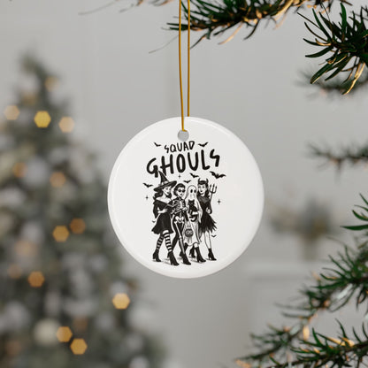 Personalized Squad Ghouls Halloween Ornaments, Double Sided Ceramic Ornament, Fall Decor, Halloween Gifts, Party Favors