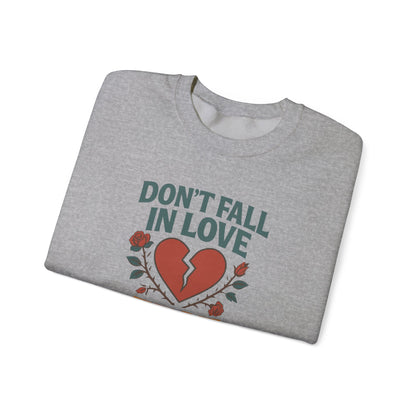 Don't Fall in Love Fest 2025 Sweatshirt, Broken Heart Floral Crewneck, Anti Love Sweater, Festival Aesthetic Pullover, Valentines Gift