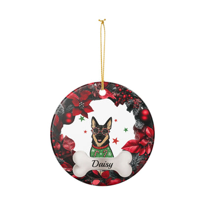 German Shepherd Ceramic Ornament , Personalized Dog Name Plate, Holiday Pet Decor, Custom Christmas Ornament for Dog Lovers, Dog Lover Gift