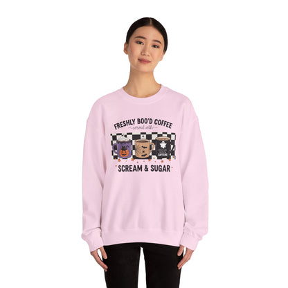Halloween Coffee Sweatshirt, Cozy Crewneck, Fall Apparel, Scream & Sugar Tee, Gift for Coffee Lovers, Halloween Apparel