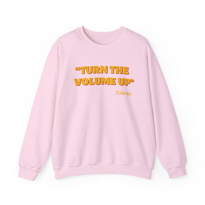 Turn the Volume Up Sweatshirt, Retro Music Quote Crewneck, Minimal Yellow Text Pullover, Cozy Gift for Musicians & Creatives