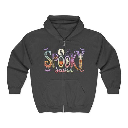 Spooky Season Full Zip Hoodie - Perfect for Halloween, Cozy Wear, Fall Fashion, Unisex Comfort, Gifting Idea