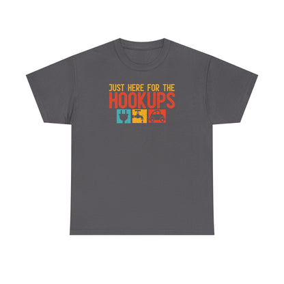 Just Here For The Hookups Shirt, Camping Fishing T-Shirt, Funny RV Camper Tee, Outdoors Graphic Tee, Campfire Gift for Men Women