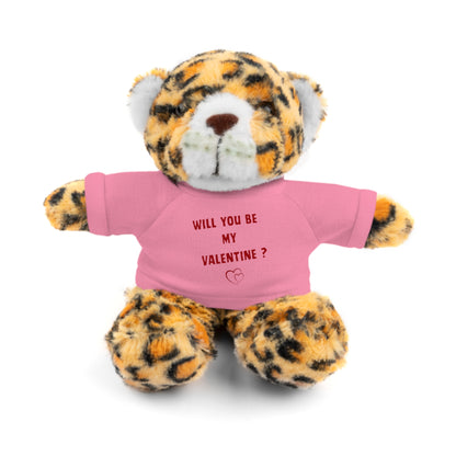 Will You Be My Valentine ? Teddy Bear, Plush Animal with T-Shirt, Cute Valentine's Day Gift, Stuffed Bear for Kids or Love