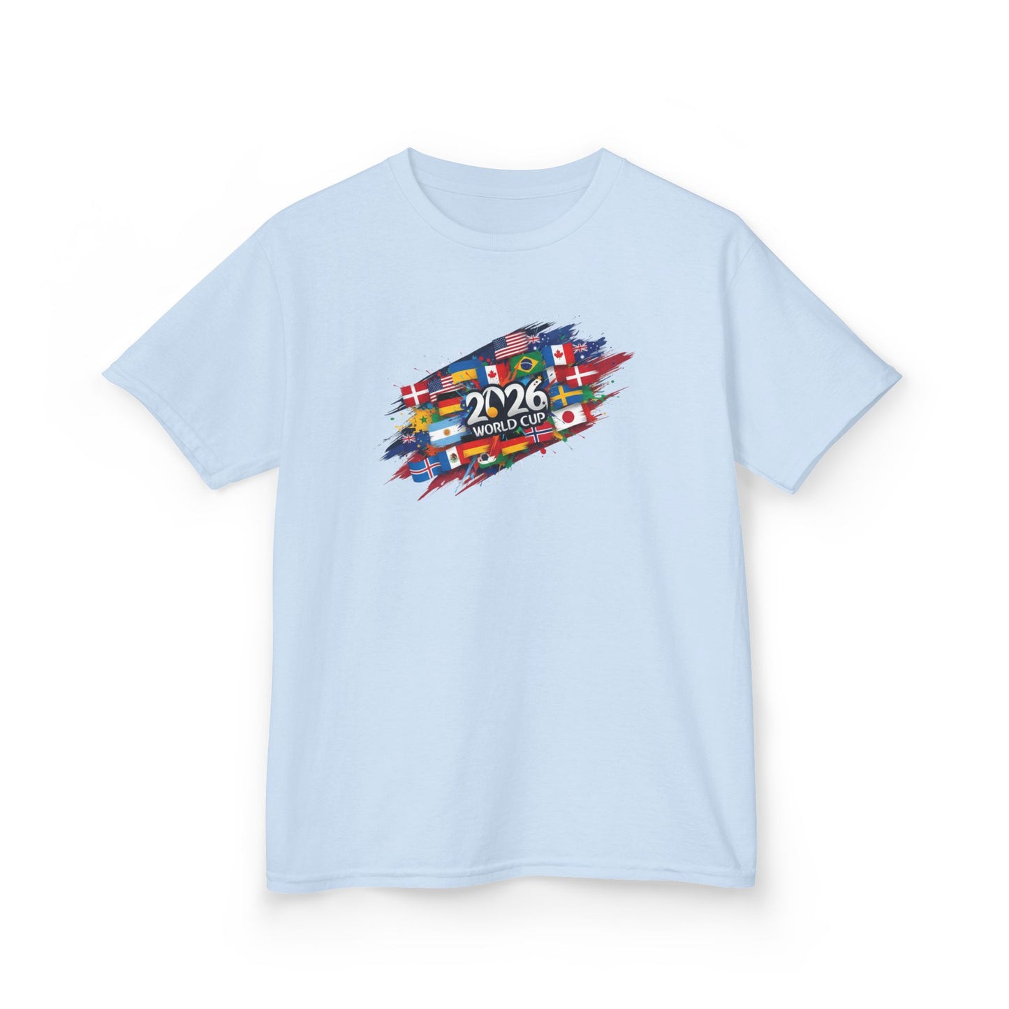 2026 World Flags Kids T-Shirt | Colorful International Flags Tee for Kids | Global Soccer Fan Shirt | Fun Cotton Youth Top