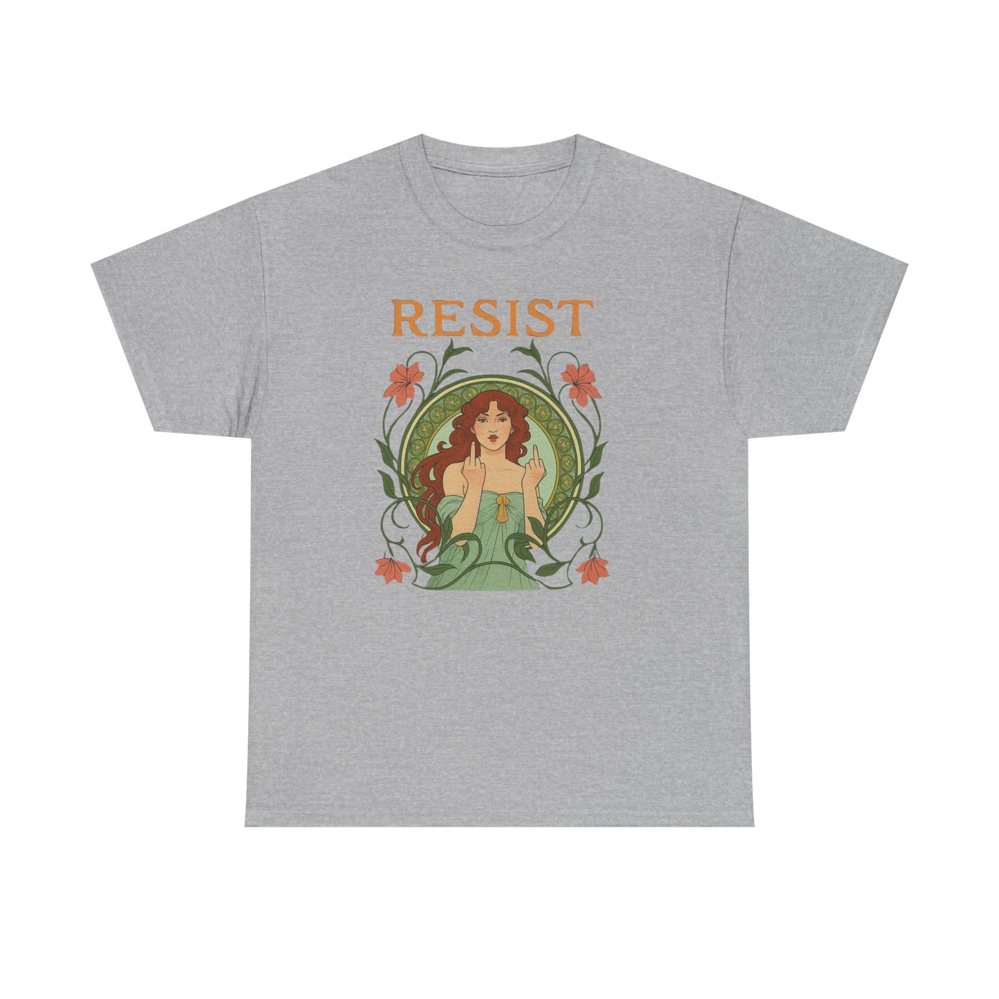 Resist Art Nouveau Woman Tee, Feminist Vintage Shirt, Botanical Activist T-Shirt, Retro Feminism Gift, Empowerment Top, Mucha Anti Trump