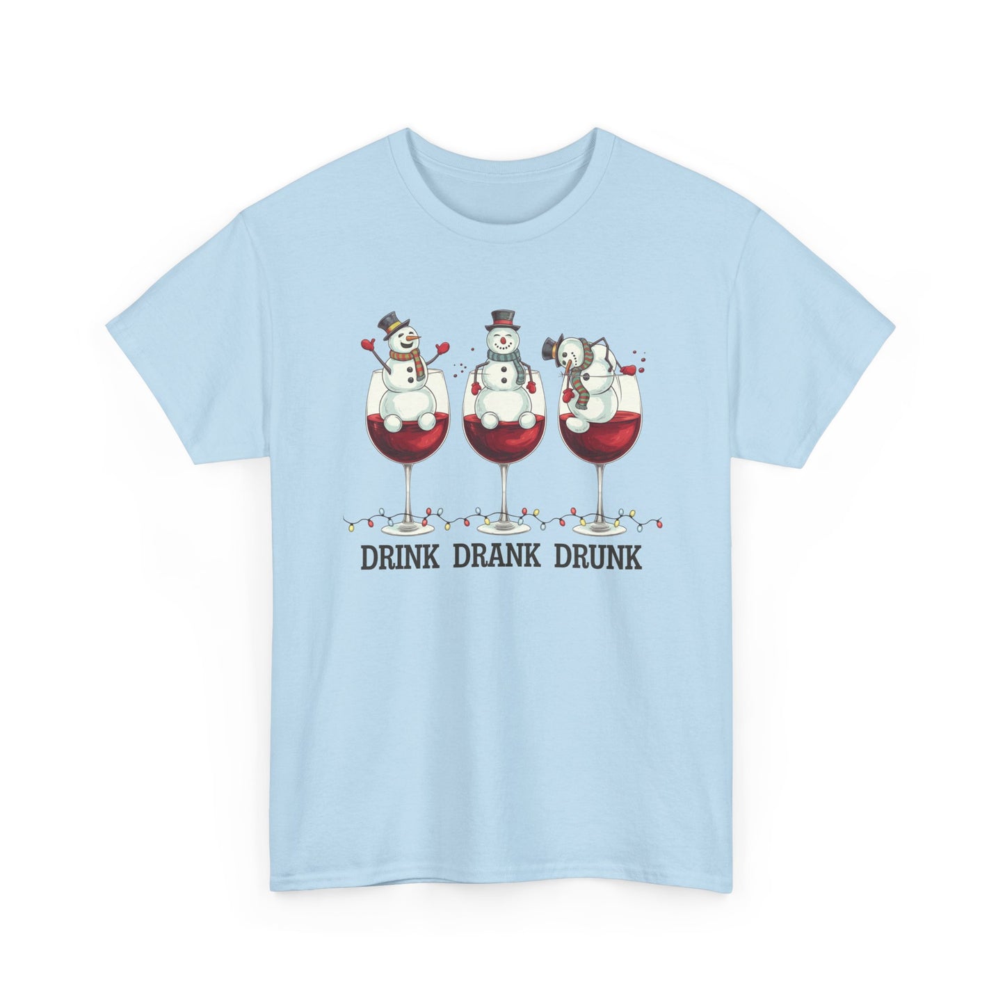 Drink Drank Drunk Christmas Shirt | Funny Holiday Wine Shirt | Snowman Christmas Tee | Drinking Humor Gift for Friends