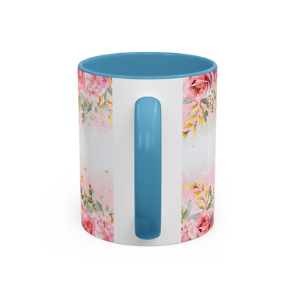 Personalized Floral Accent Coffee Mug, Custom Gift for Her, Birthday Mug, Floral Drinkware, Mother's Day Gift