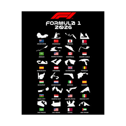 Formula 1 2026 Track Map Poster, F1 Circuits Silhouette Wall Art, Motorsport Racing Print, Racing Fan Gift, Garage Decor