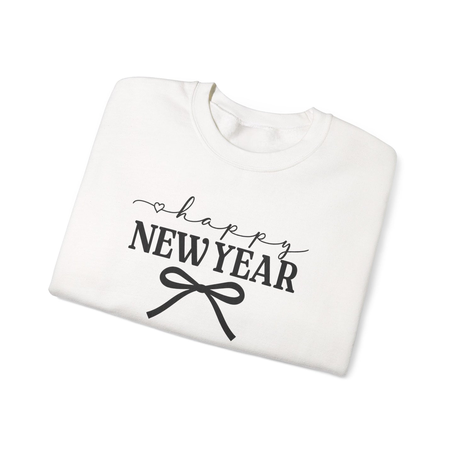 Happy New Year Sweatshirt | Cozy Holiday Crewneck | Script Bow Graphic Sweater | New Year Party Sweatshirt | Winter Gift