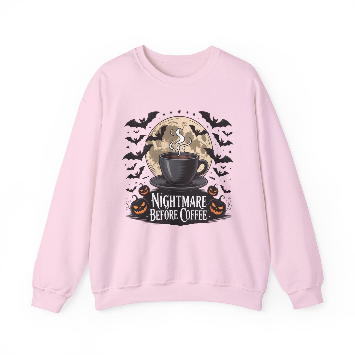 Spooky Coffee Lover's Crewneck Sweatshirt, Cozy Halloween Apparel Unisex Sweatshirt Nightmare Before Coffee Sweatshirt Perfect for Halloween