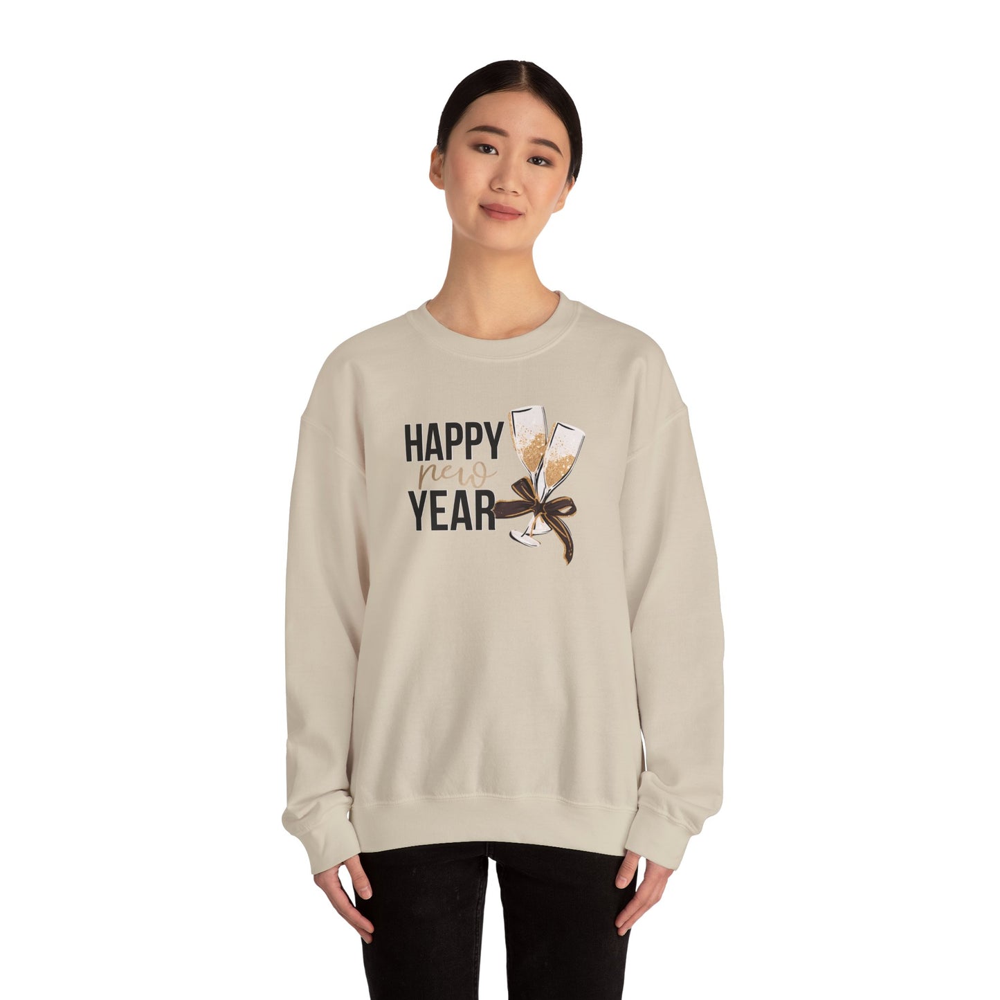 Happy New Year Sweatshirt | Champagne Toast Crewneck | New Year's Eve Party Shirt | Festive Winter Sweater | Cozy NYE Gift for Women Men
