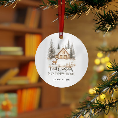 Personalized Christmas Ornaments, First Christmas in Our New Home, Ceramic Christmas Decor, Gift for Couples, Family Keepsake