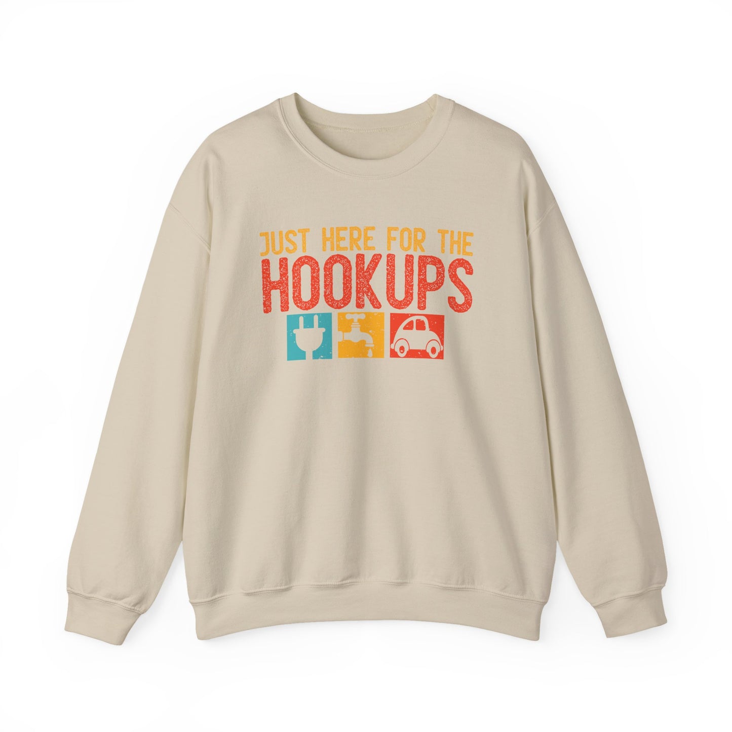 Just Here For The Hookups Sweatshirt | RV Camper Camping Pullover | Towing Camperplug Crewneck | RV Life Apparel