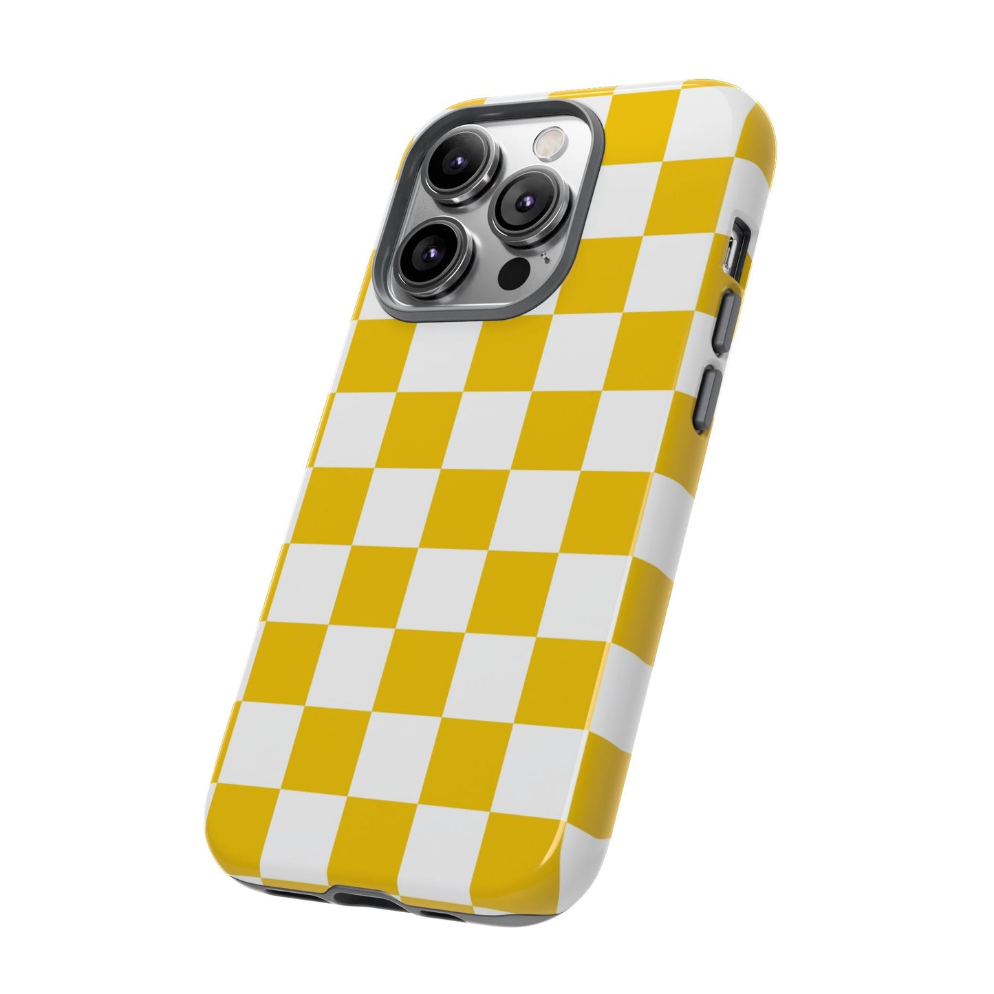 Yellow Checkered Phone Case - iPhone 17 Pro, 17, 16, 15, 14, 13, 12, 11, X, XR, XS MAX, Gift for Friends