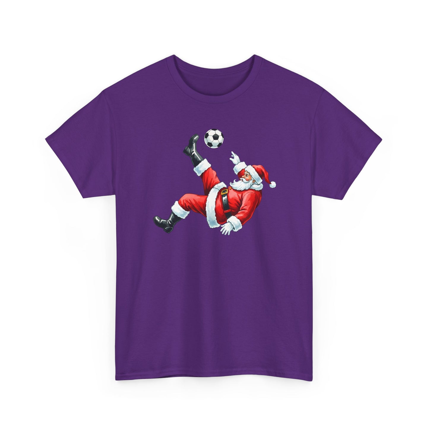 Santa Soccer Heavy Cotton Tee, Fun Holiday Shirt, Christmas Party, Gift for Him/Her, Festive Clothing, Casual Wear, Gift for her