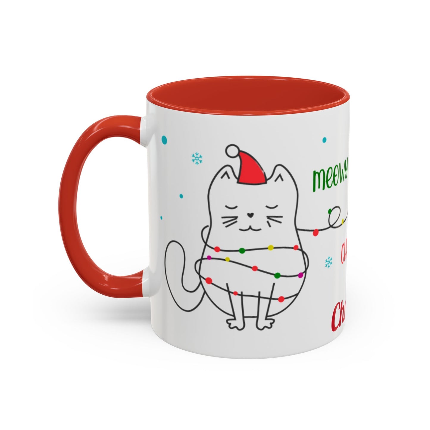 Personalized Meowy Christmas Accent Mug, Funny Holiday Coffee Cup, Cat Lover Gift, Festive Drinkware, Christmas Decor, Personalized Mug