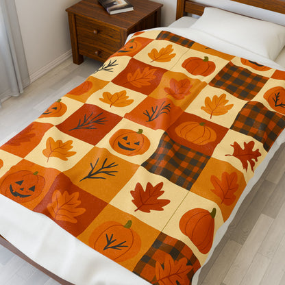 Halloween Fleece Throw Blanket, Pumpkin, Soft Fuzzy Plush for Couch Sofa, Luxury Flannel Lap Blanket,Kids, Adults, Wife, Self
