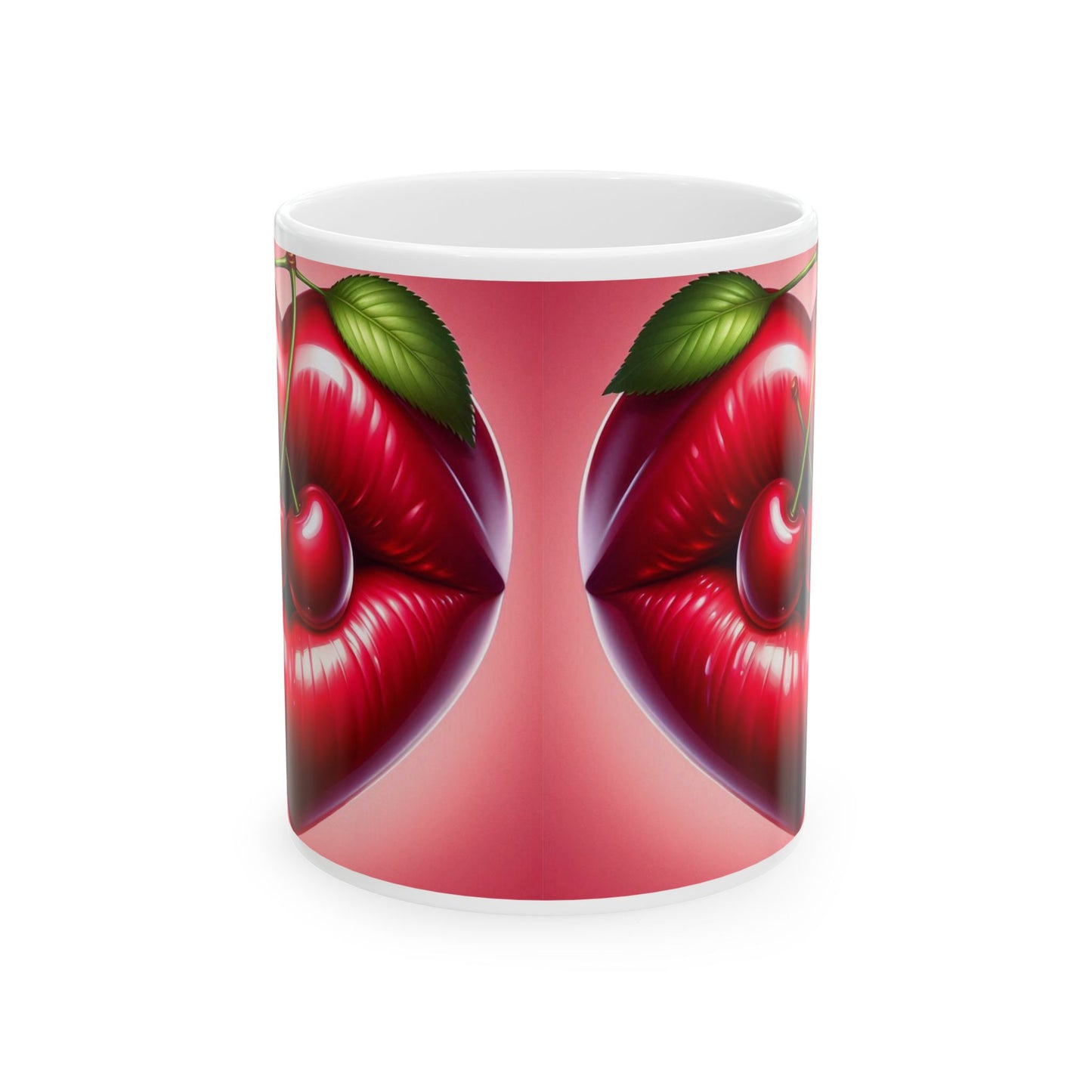 Cherry Lips Mug, Cute Retro Coffee Mug, Pop Art Ceramic Cup, Aesthetic Lips Design Mug, Gift for Coffee Lovers, 11oz 15oz