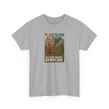 Plasticine Action Heavy Cotton Tee, Stand Against Genocide, Activist Wear, Social Justice Shirt, Awareness Tee, Thought Provoking Apparel