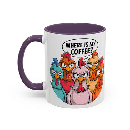 Where Is My Coffee? Chicken Trio Mug | Accent Coffee Mug | Mug for Coffee Lovers | Gift for Coworkers, Friends, and Family