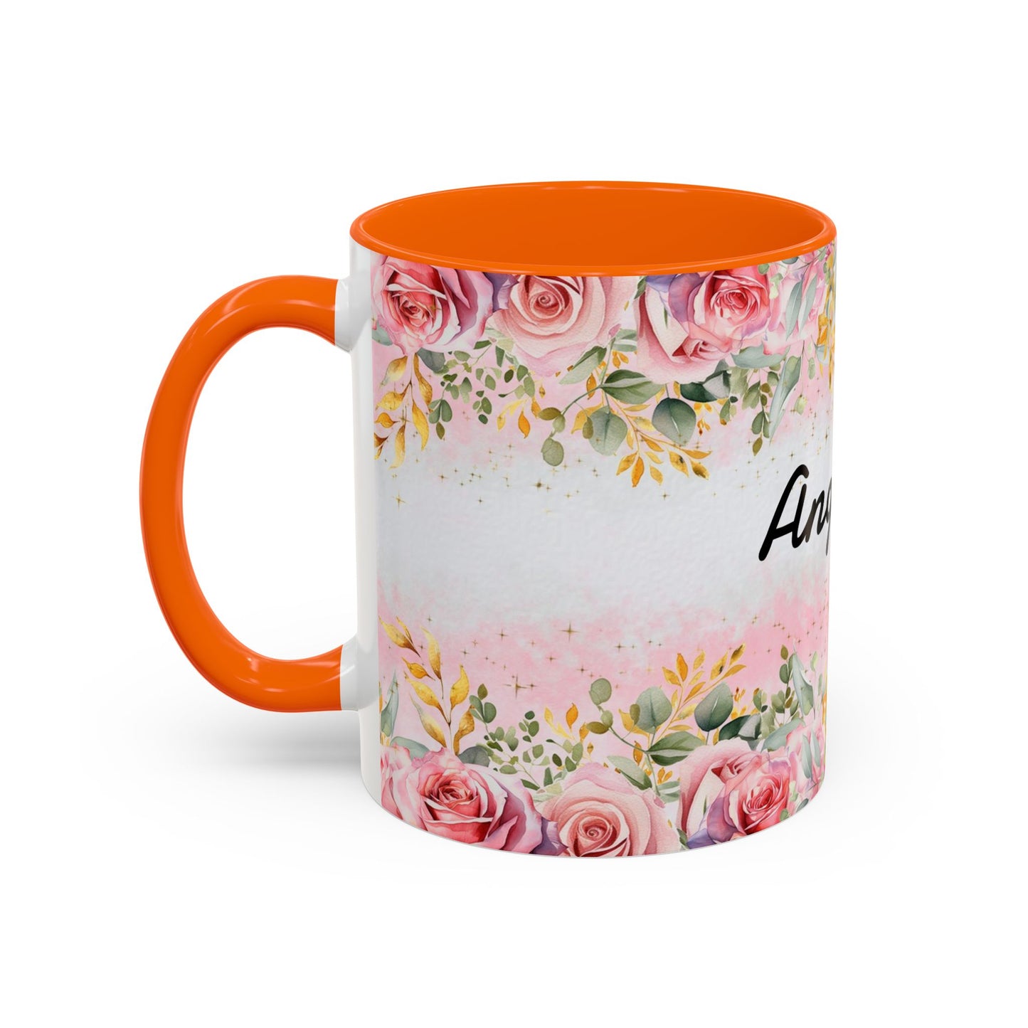 Personalized Floral Accent Coffee Mug, Custom Gift for Her, Birthday Mug, Floral Drinkware, Mother's Day Gift