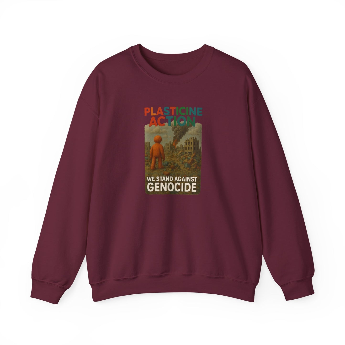 We stand against Genocide Crewneck Sweatshirt, Vintage Style, Sustainability Statement, Unisex Gift, Ethical Fashion, Activism Apparel