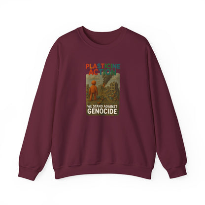 We stand against Genocide Crewneck Sweatshirt, Vintage Style, Sustainability Statement, Unisex Gift, Ethical Fashion, Activism Apparel