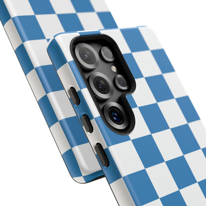 Blue Checkerboard Phone Case, Samsung Galaxy S25, S25 Plus, S24, S24 Plus, S24 Ultra, S23, S22, S22 Plus, S21 Ultra, S21 FE, S20+