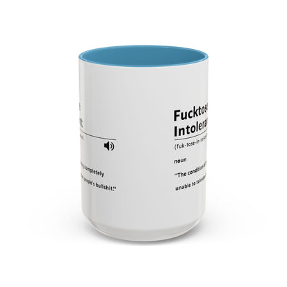 Fucktose Intolerant Definition Mug, Funny Accent Coffee Mug 11oz 15oz, Sarcastic Adult Humor Mug, Gag Gift for Friends