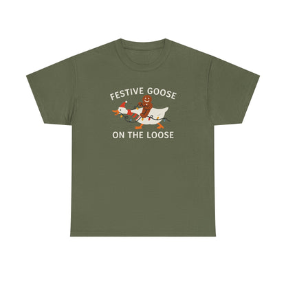Festive Goose on the Loose Shirt, Funny Christmas Gingerbread Tee,  Holiday Comfort Colors T-Shirt, Cute Xmas Gift for Her and Him