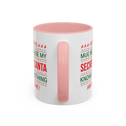 Personalized Secret Santa Accent Coffee Mug, Holiday Gift, Funny Christmas Mug, Unique Office Secret Santa Gift, Custom Drinkware