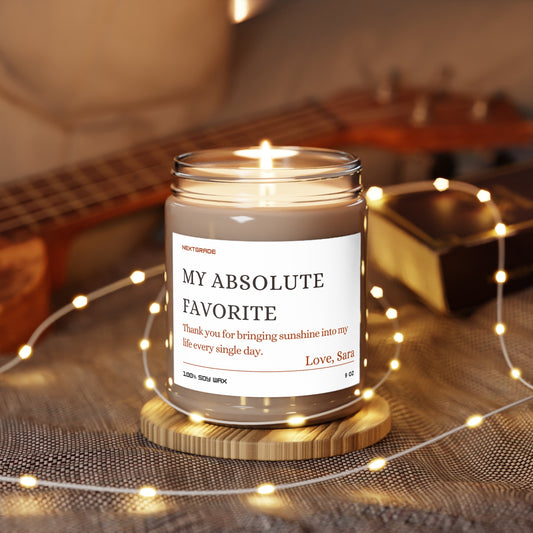 Personalized “My Absolute Favorite” Soy Candle – Scented Aromatherapy Candle, Unique Birthday Gift, Cozy Home Décor, 50–60 Hour Burn