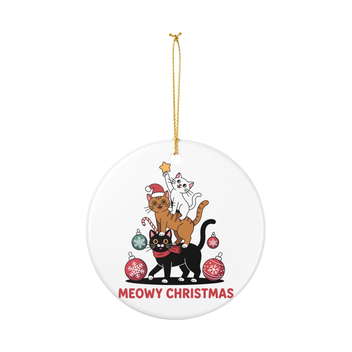 Meowy Christmas Cat Ornament Cat Lover Christmas Ornament, Funny Cat Tree Holiday Decor, Gift for Cat Mom, Cat Ornament, 2025 Xmas Keepsake